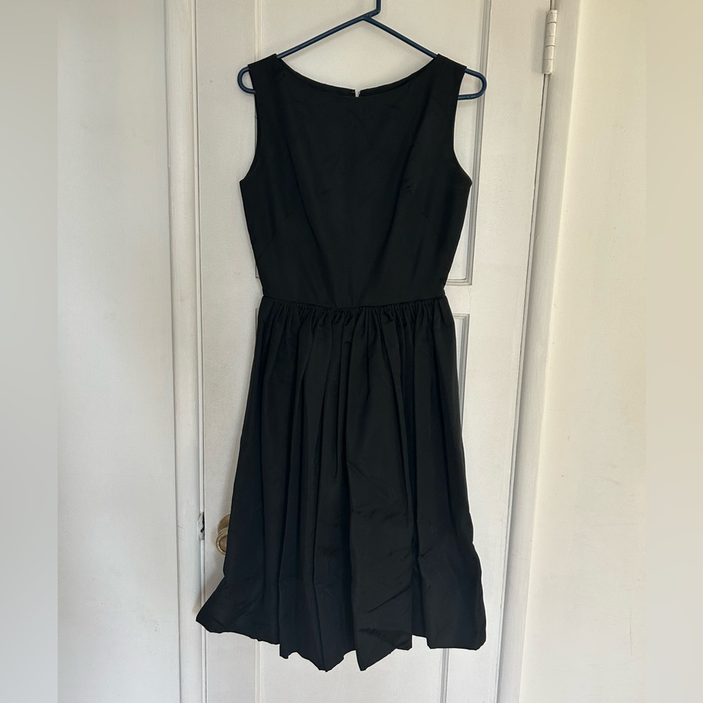 Vintage Formal black pleated dress with flower detail print